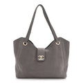 Grained Nubuck Caviar Quilted Large Shopping Bag Grey