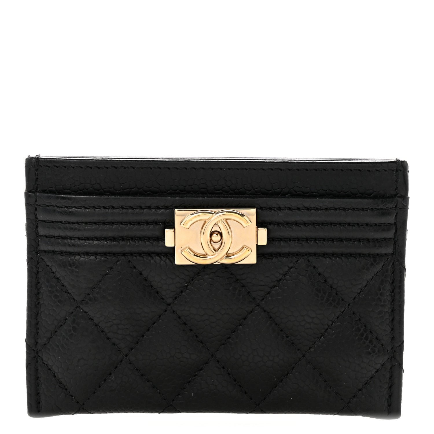Caviar Quilted Boy Card Holder Black