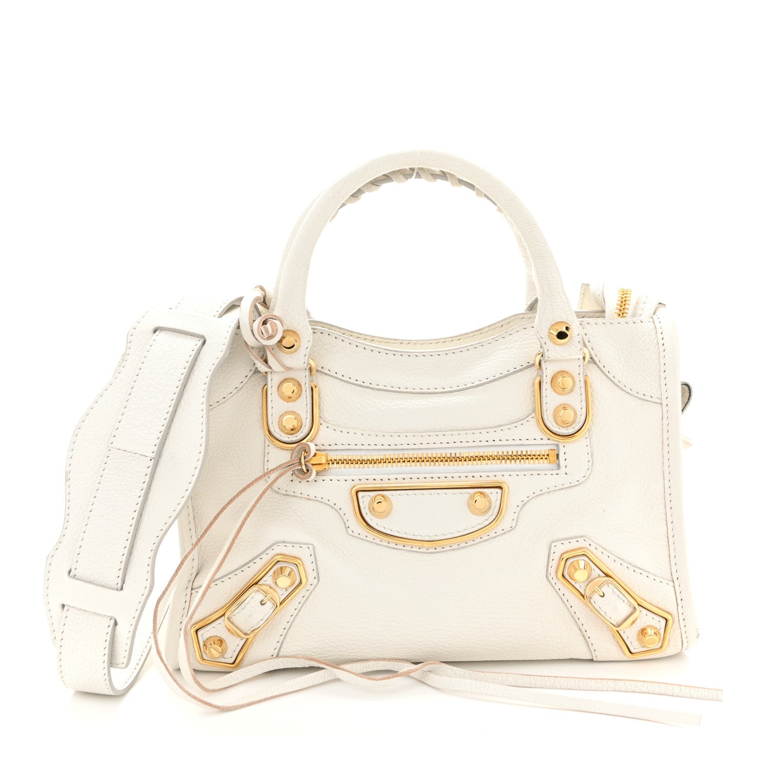 Chevre Gold Metallic Edge Hardware Mini City White