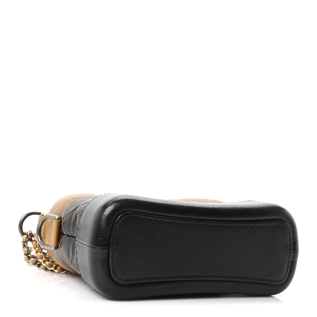 Metallic Goatskin Quilted Small Gabrielle Hobo Gold Black