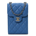 Caviar Quilted Classic Phone Holder Blue