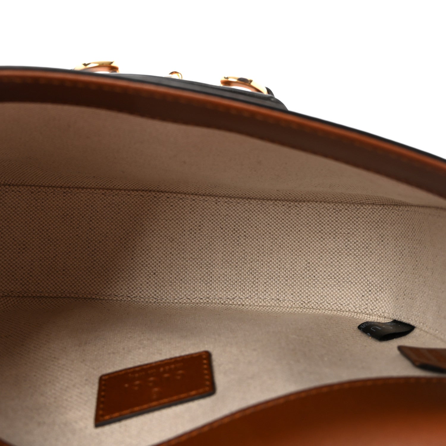 New Canvas Charisma Calfskin Crystal GG Monogram Mini Horsebit 1955 Shoulder Bag Camel Ebony