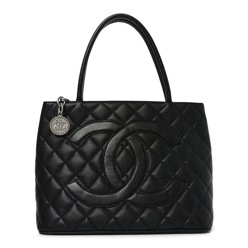 Caviar Quilted Medallion Tote Black