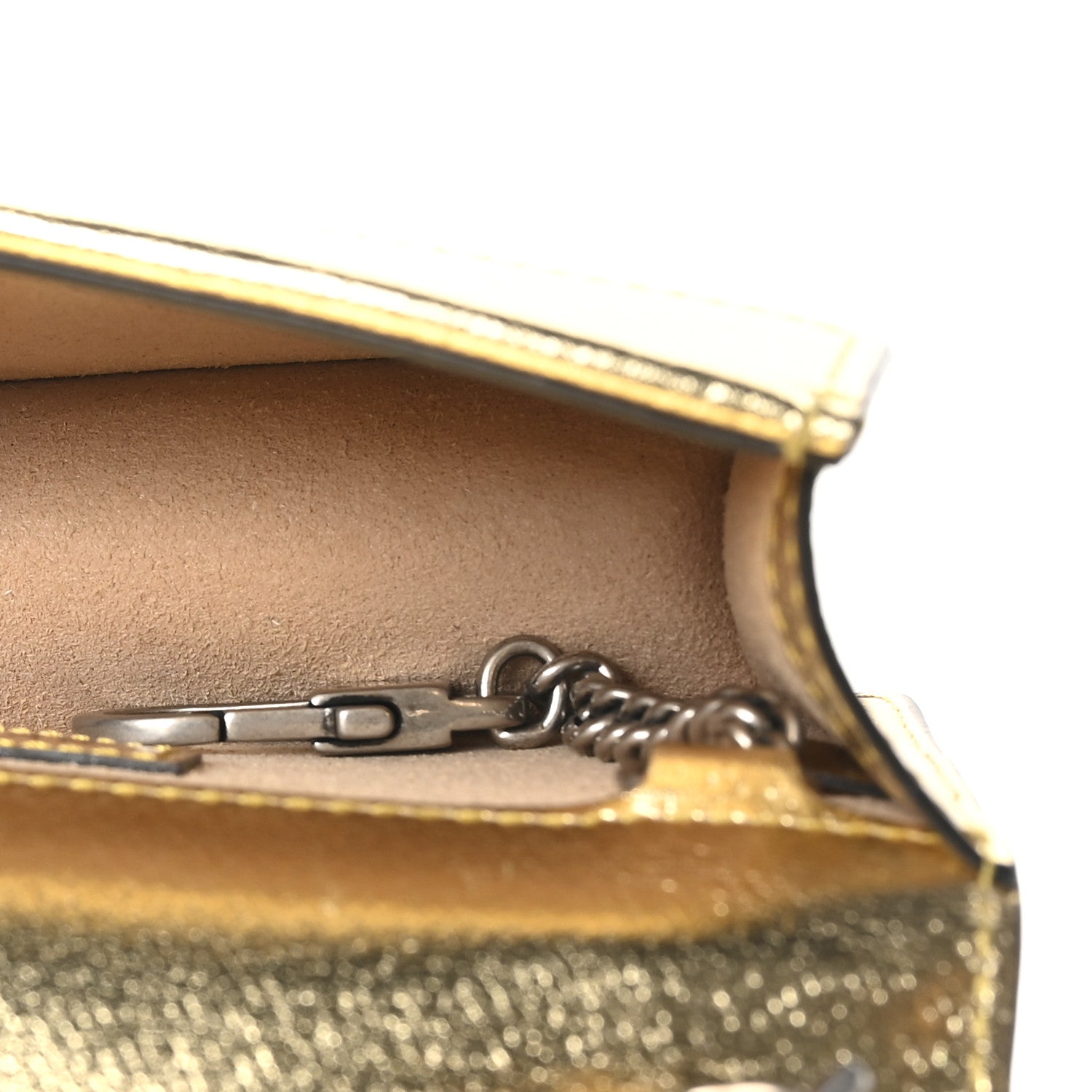 Metallic Calfskin Super Mini Dionysus Shoulder Bag Gold