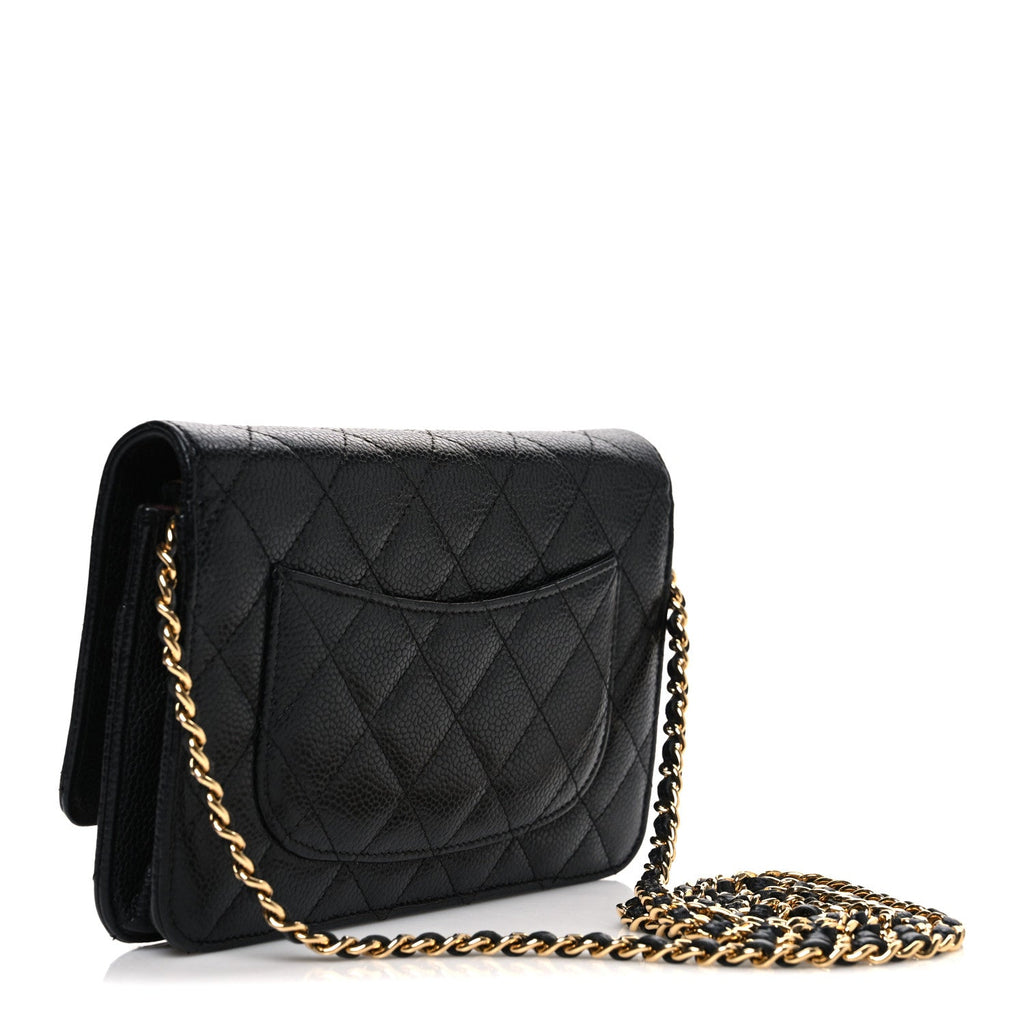 Caviar Quilted Wallet On Chain WOC Black Black