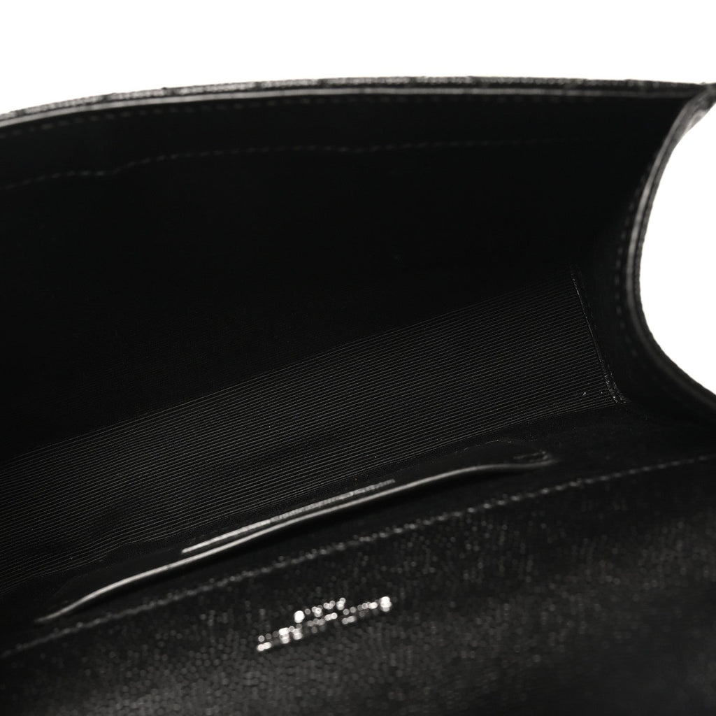 Grain De Poudre Textured Mixed Matelasse Triquilt Small Monogram Satchel Black