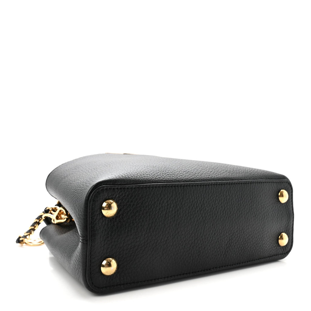 Taurillon Enamel Flower Padlock Chain Capucines BB Black