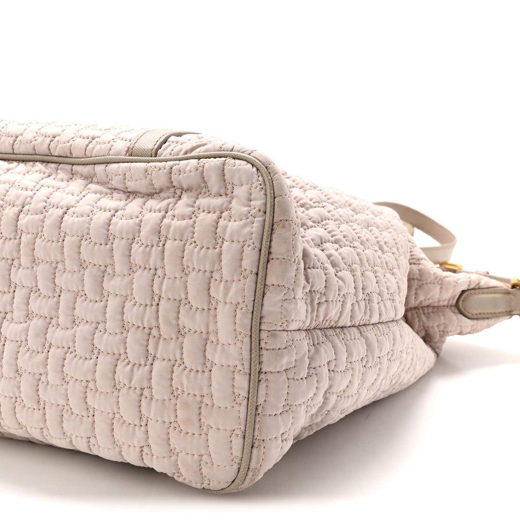 Quilted Nylon Saffiano Shopping Satchel Pomice