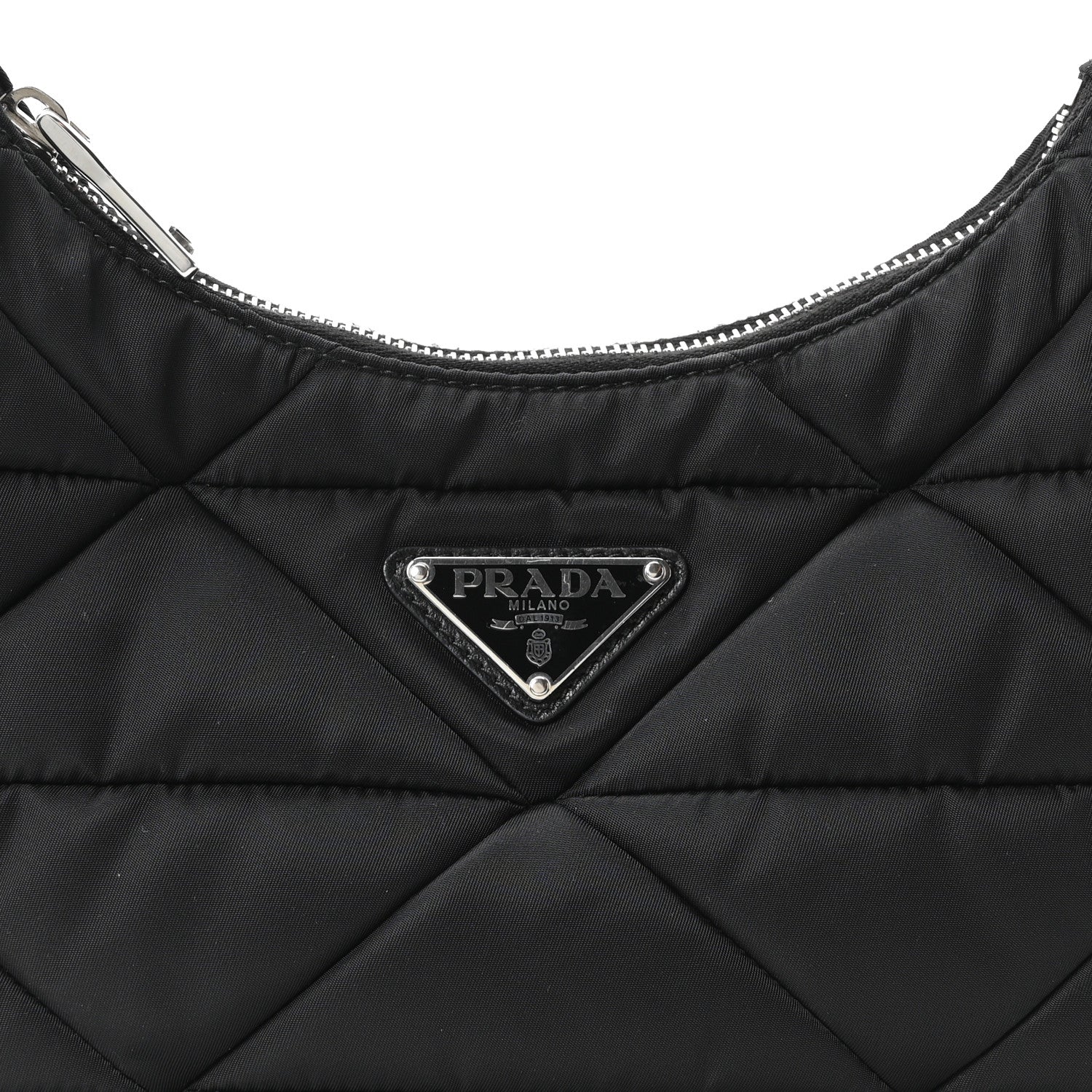 Re-Nylon Triangle Padded Patchwork Shoulder Bag Black