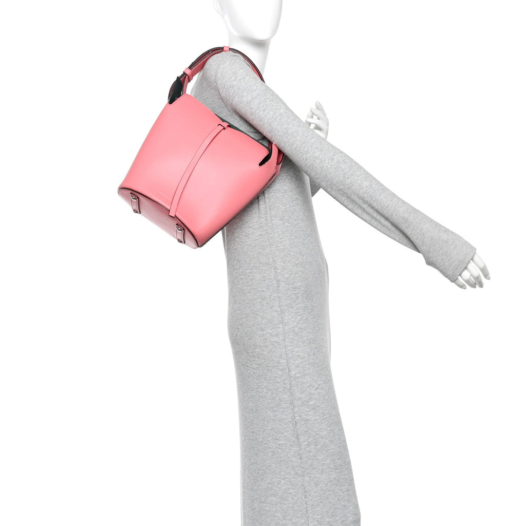 Supple Calfskin Small Bucket Bag Bright Coral Pink