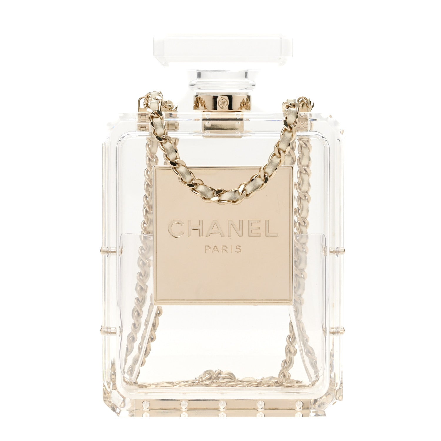 Transluscent Plexiglass Perfume Bottle Clutch