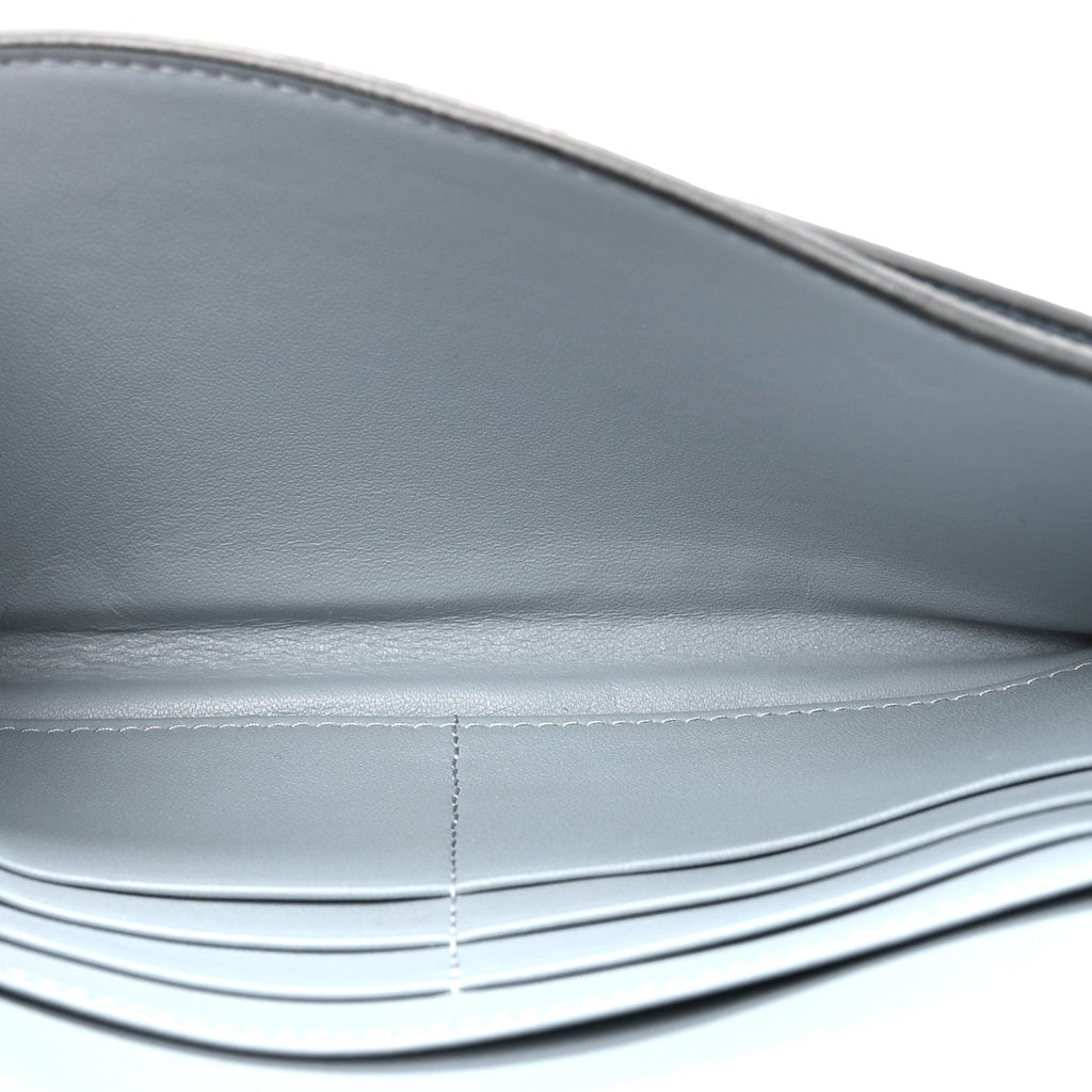 Grained Calfskin Saddle Chain Wallet Pouch Cloud Blue