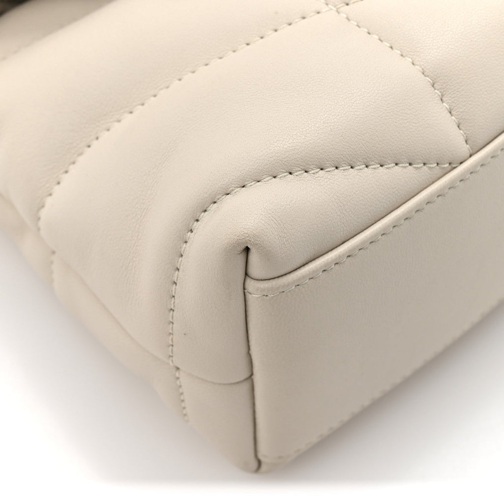 Lambskin Quilted Toy Loulou Puffer Monogram Chain Satchel Crema Soft