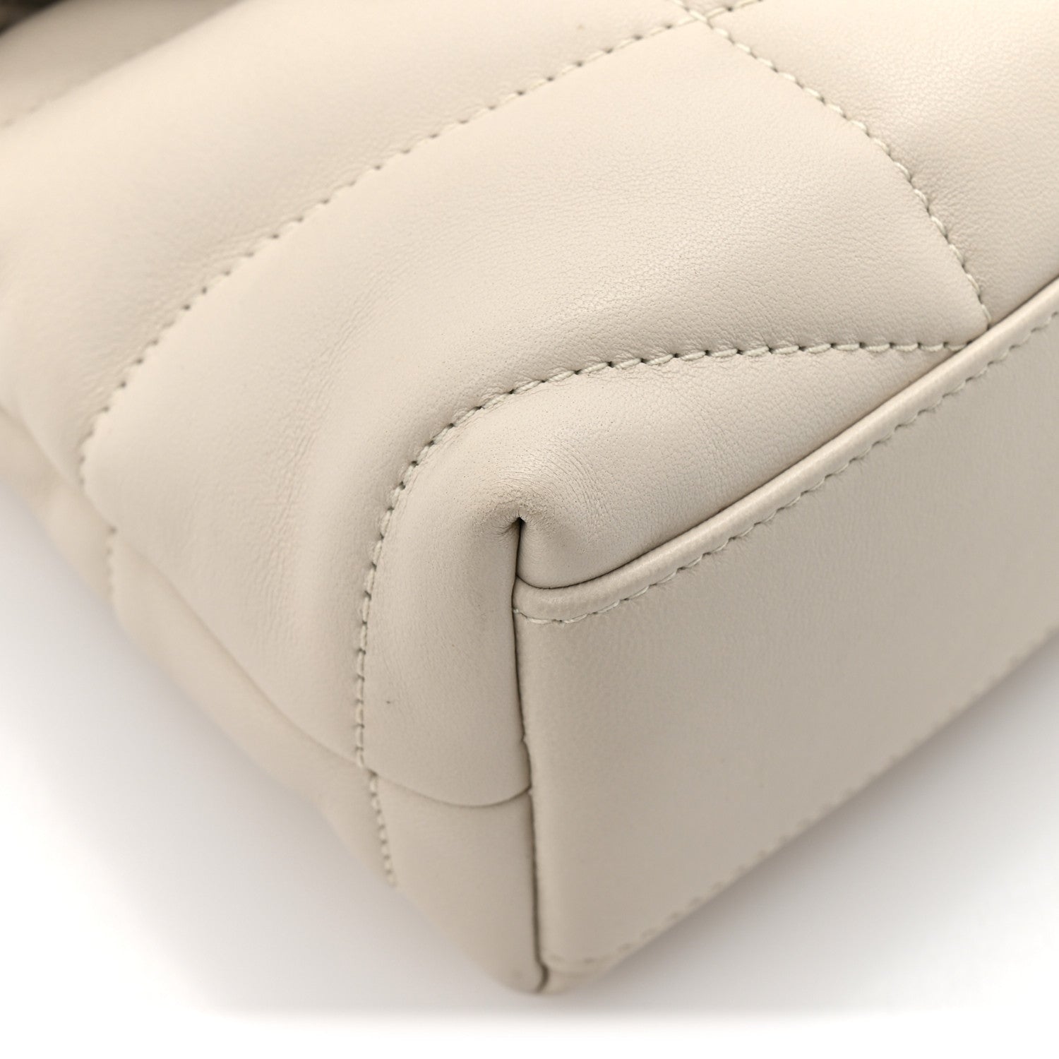 Lambskin Quilted Toy Loulou Puffer Monogram Chain Satchel Crema Soft