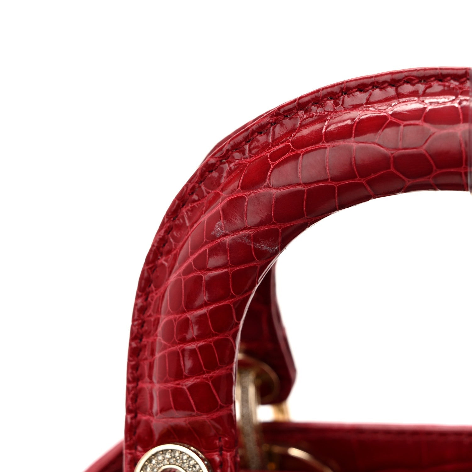 Alligator Crystal Mini Lady Dior Red