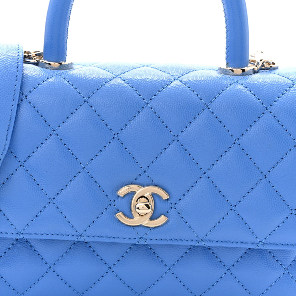 Caviar Quilted Mini Coco Handle Flap Blue
