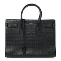 Calfskin Crocodile Embossed Large Sac De Jour Carryall Black