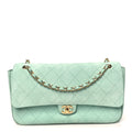 Suede Calfskin Small Souplissimo Maxi Flap Green