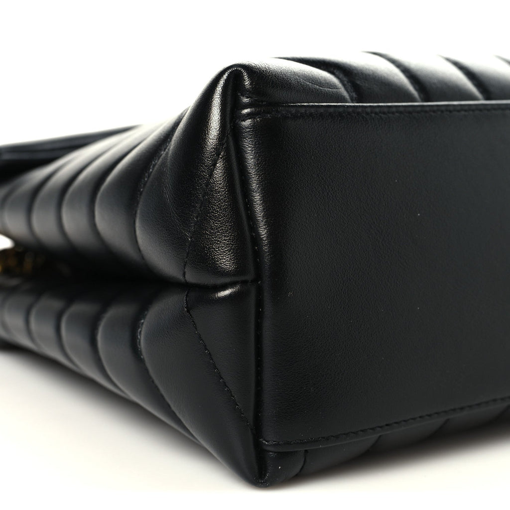Calfskin Y Quilted Monogram Medium Loulou Chain Satchel Black Black