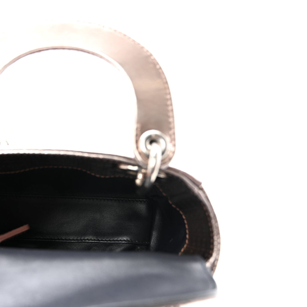 Metallic Patent Micro-Cannage Mini Lady Dior  Hyper Pink