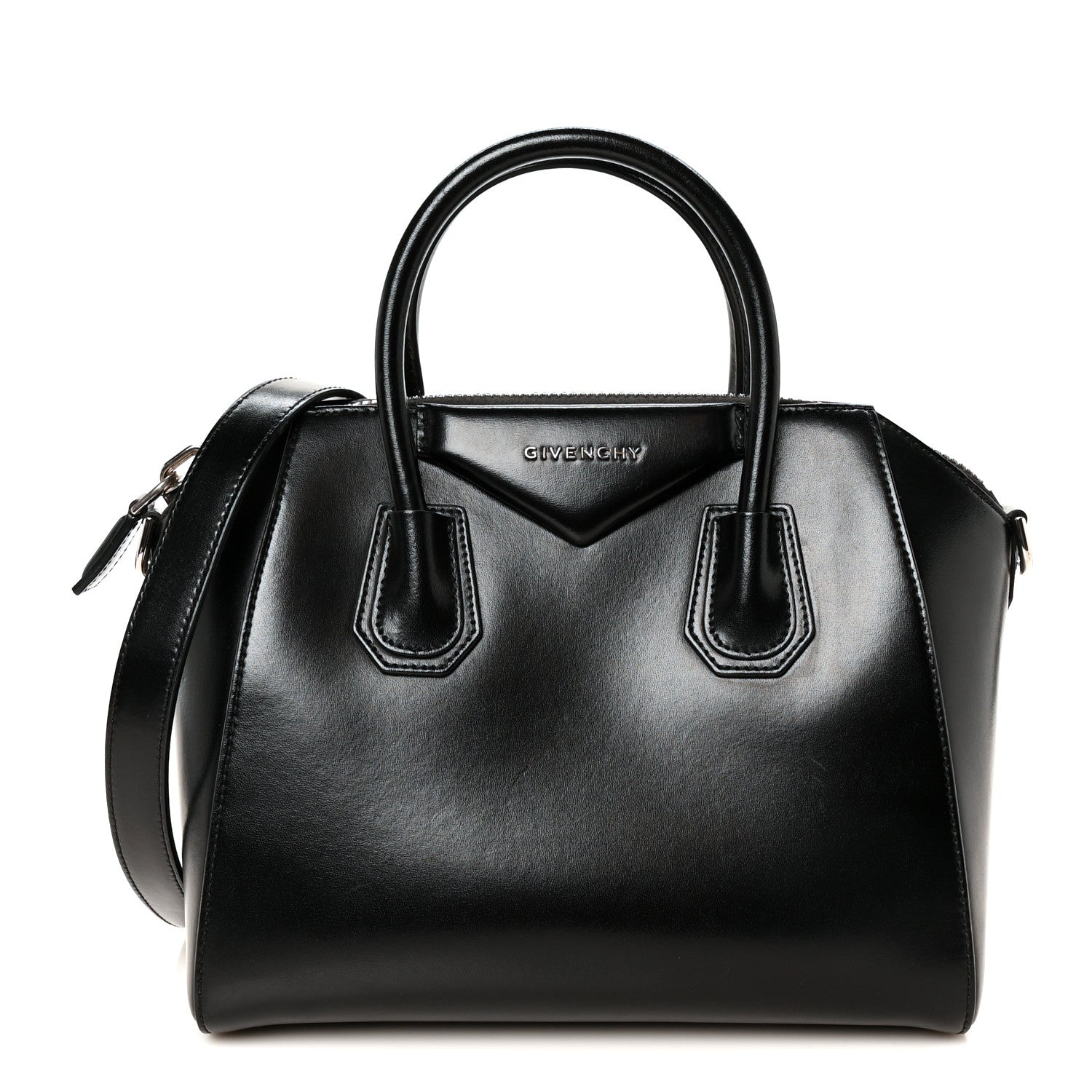 Shiny Lord Calfskin Small Antigona Black