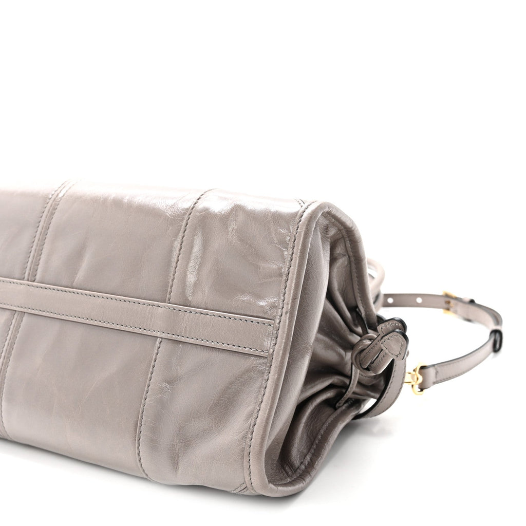 Glossy Calfskin Triangle Medium Bonnie Shoulder Bag Peltro