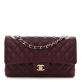 Lambskin Quilted Medium Double Flap Burgundy