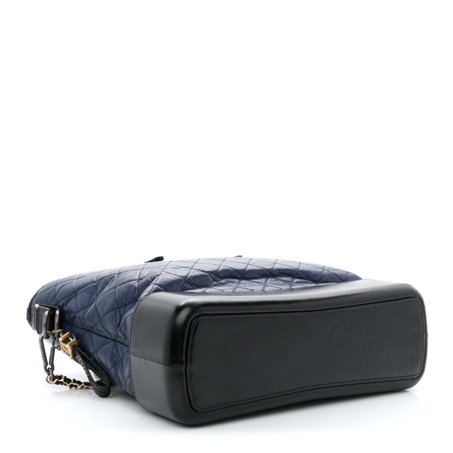 Aged Calfskin Quilted Large Gabrielle Shopping Tote Navy Black