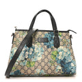 GG Supreme Monogram Blooms Small Zippered Tote Blue