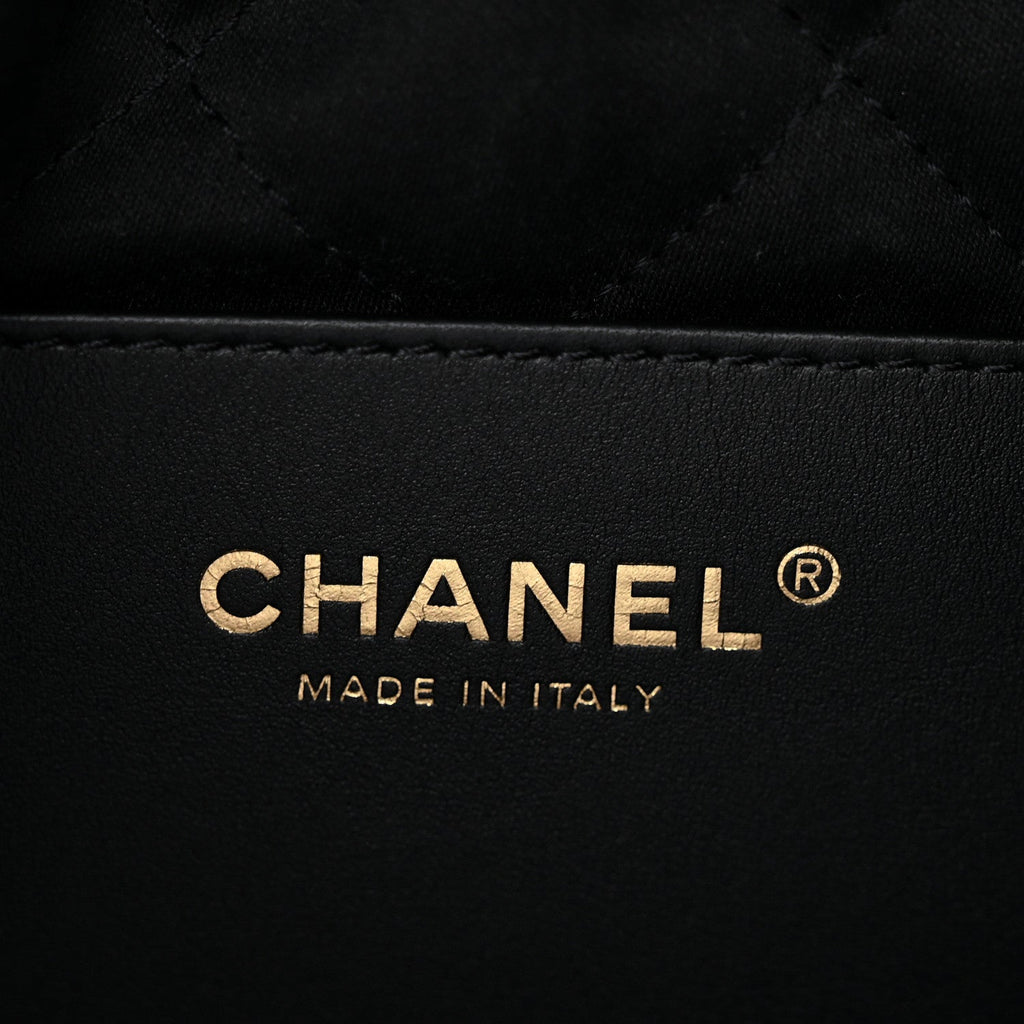Shiny Caviar Quilted Monochrome Mini Chanel 22 Black
