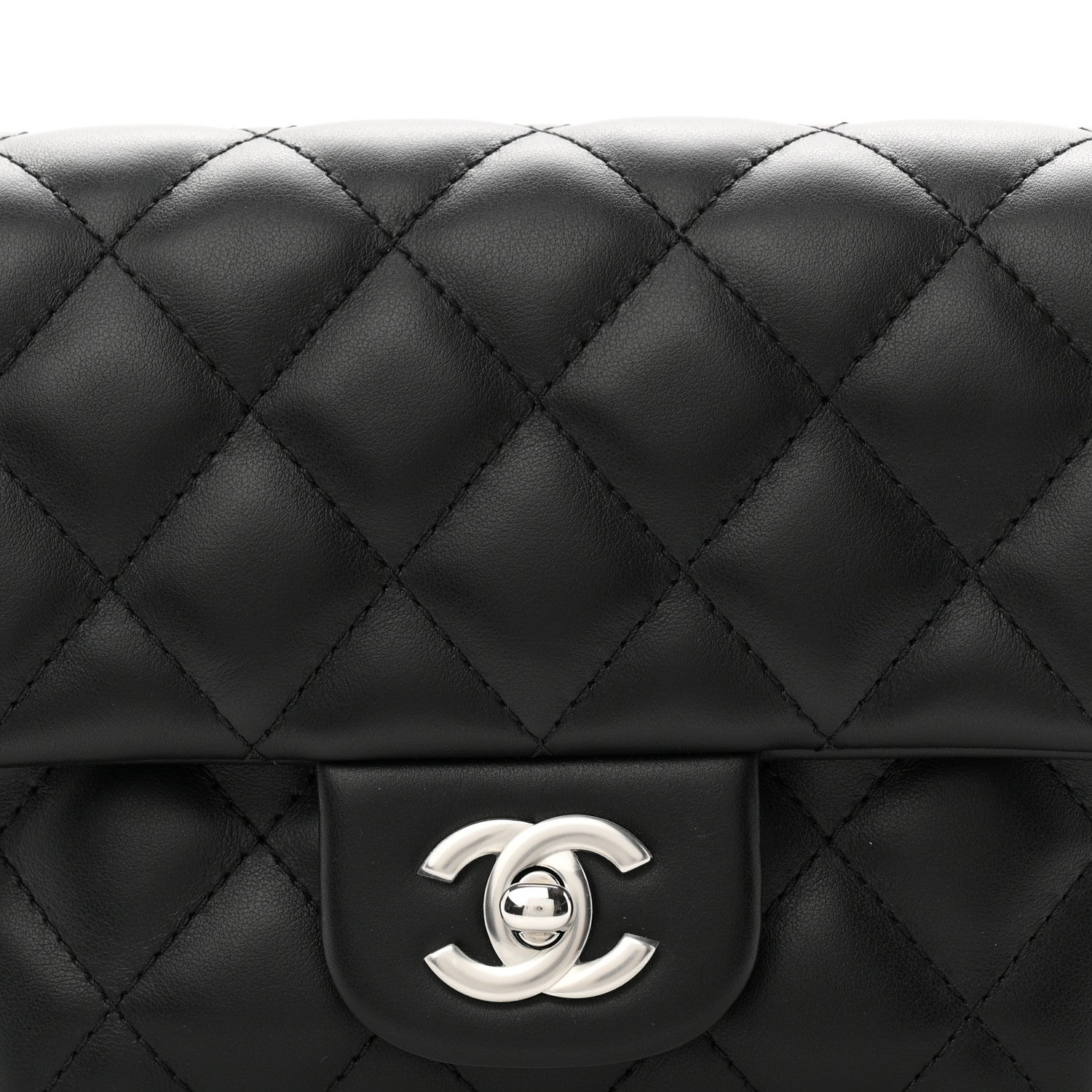Calfskin Quilted CC Uniform Flap Belt Bag Black