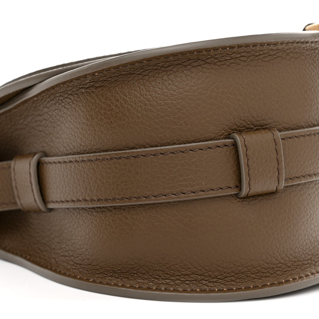 Grained Calfskin Small Marcie Saddle Bag Dark Khaki