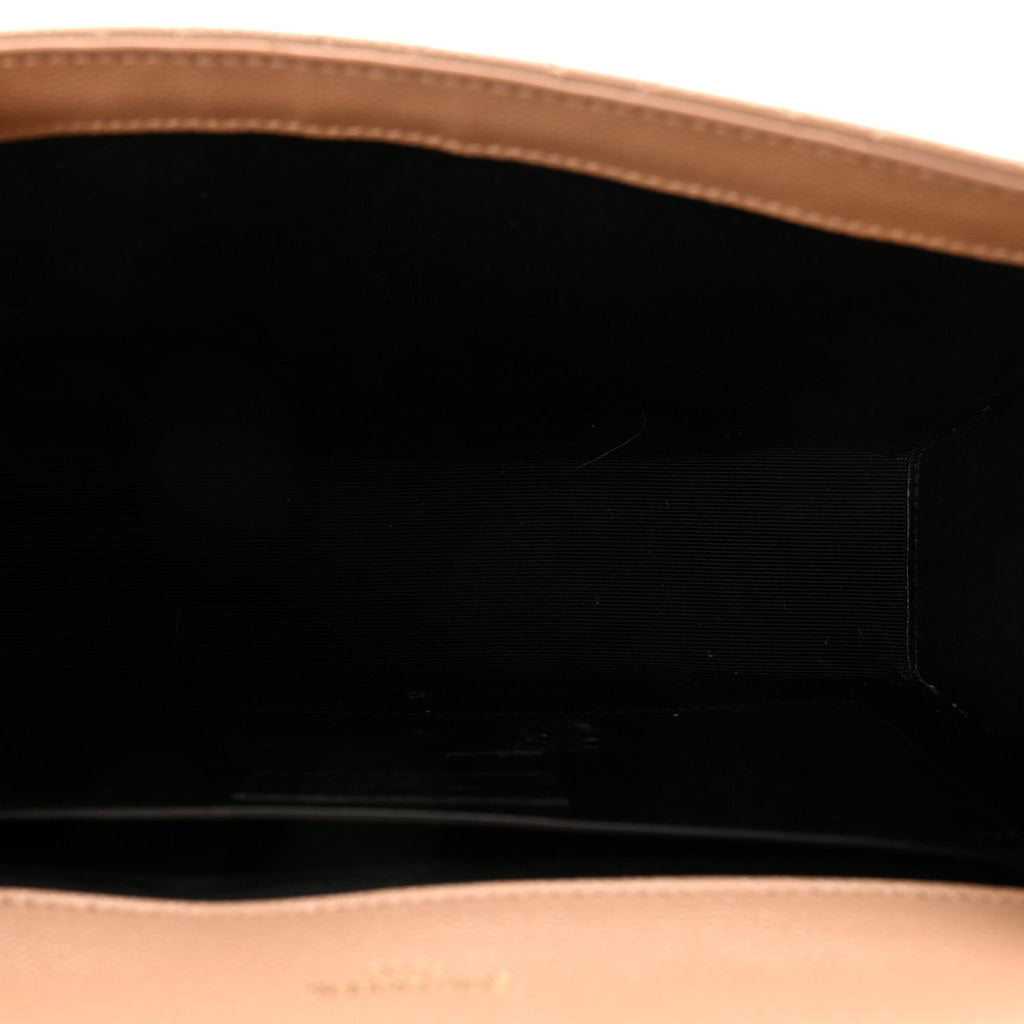 Grain De Poudre Textured Mixed Matelasse Medium Triquilt Monogram Satchel New Nude