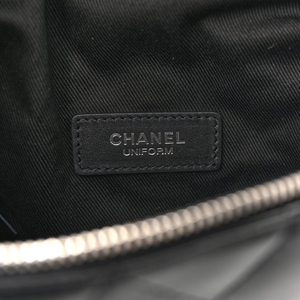 Calfskin Quilted Waist Belt Bag Black