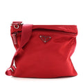 Nylon Vela Saffiano Flat Messenger Bag Rosso