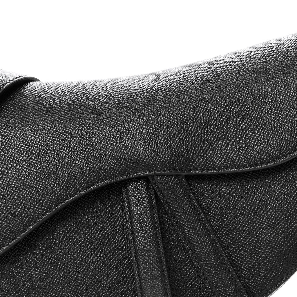 Grained Calfskin Saddle Bag With Strap Black