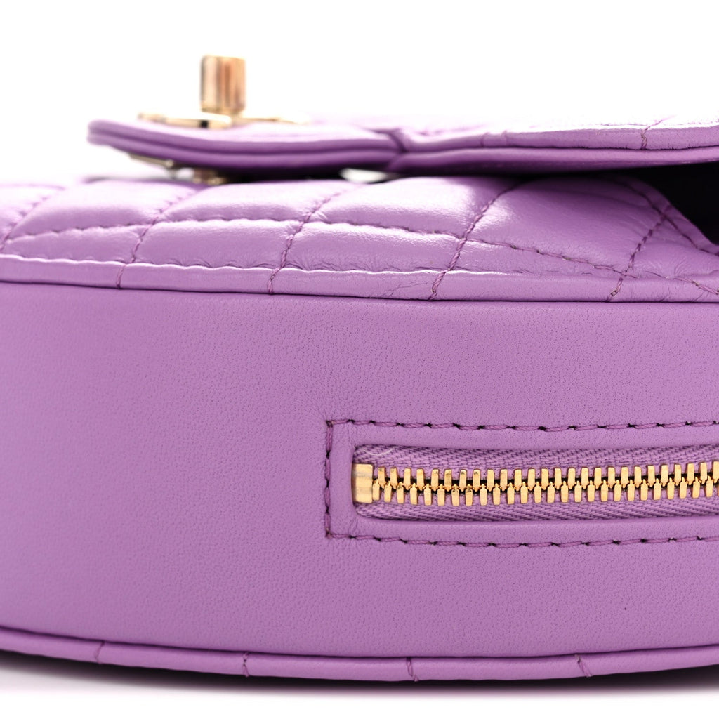 Lambskin Quilted CC In Love Heart Bag Purple