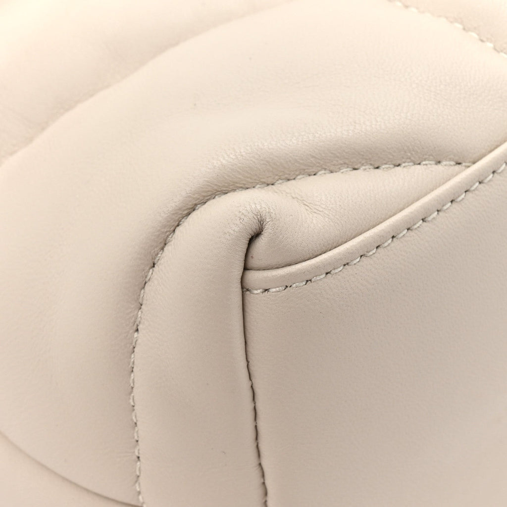 Lambskin Quilted Small Loulou Puffer Monogram Chain Satchel Crema Soft