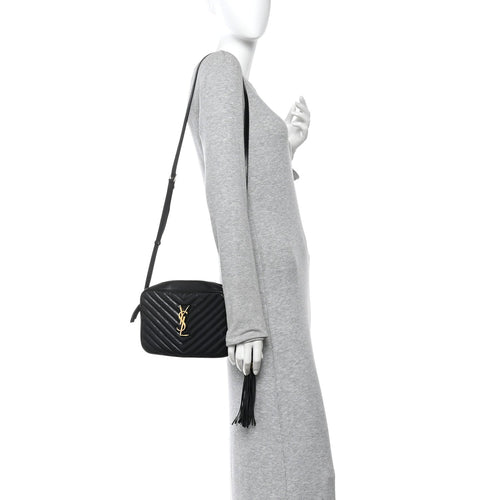Calfskin Matelasse Monogram Lou Camera Bag Black