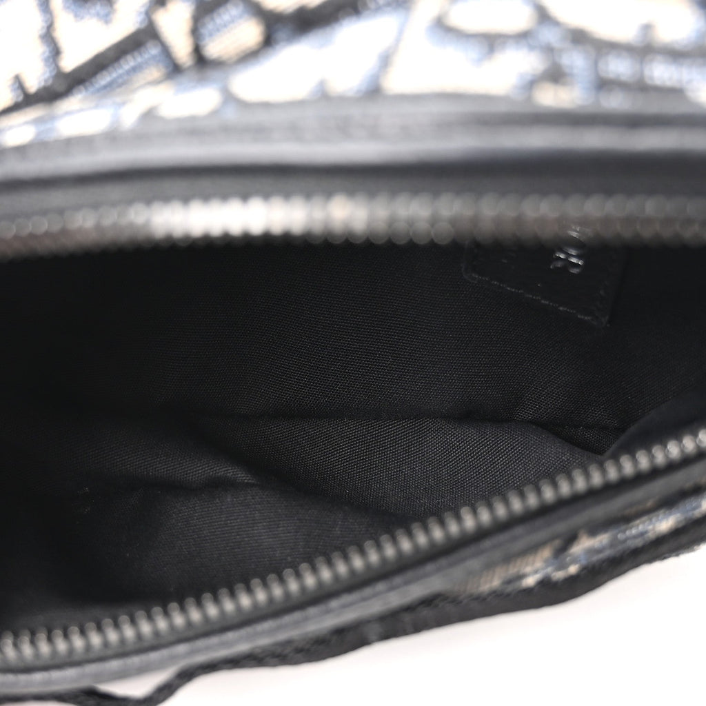 Grained Calfskin Oblique Scarab Sling Bag Blue Black
