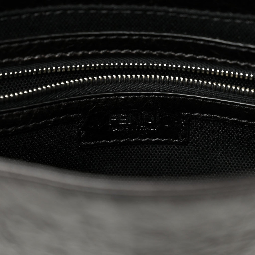 Crackled Calfskin Baguette 26424 Black