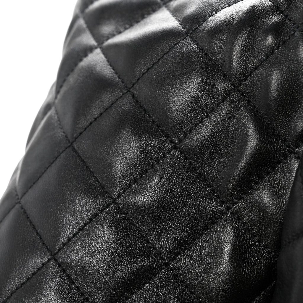 Lambskin Quilted Maxi Icare Shopping Tote Black