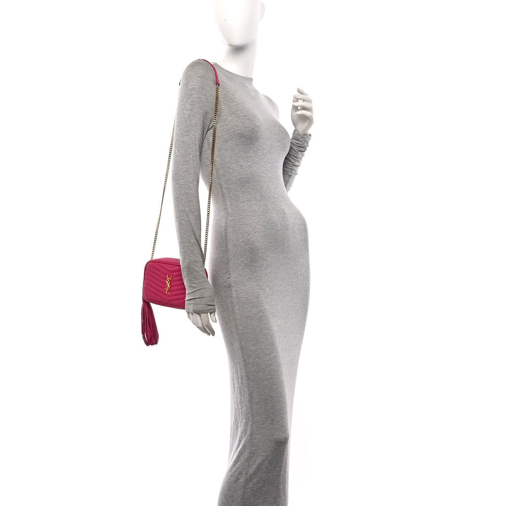 Grain De Poudre Matelasse Monogram Mini Lou Camera Bag Fuchsia