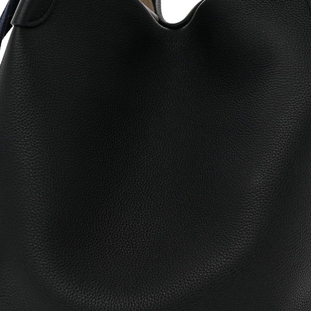 Grained Calfskin Large Bale Bag Navy Blue