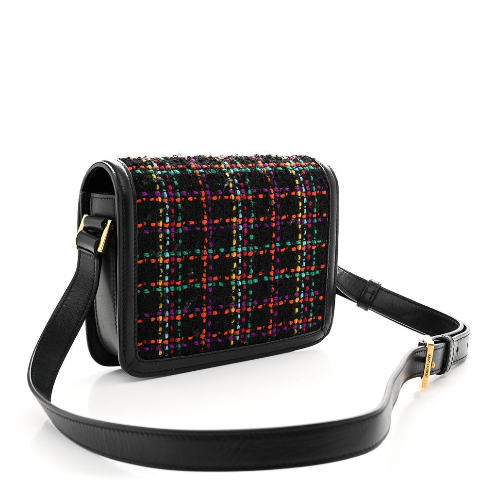 Tweed Calfskin Small Solferino Satchel Black Multicolor