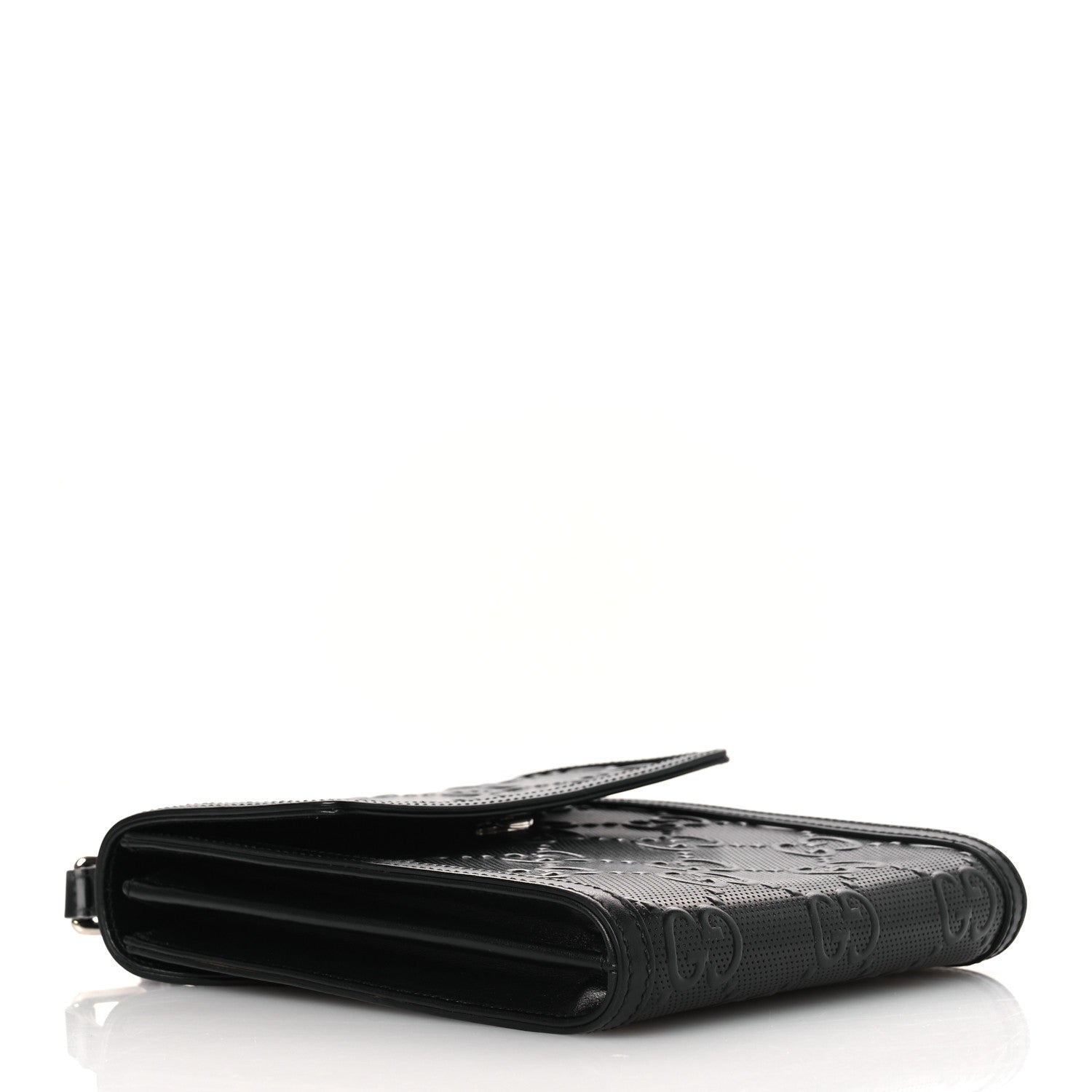 Calfskin GG Tennis Embossed Messenger Bag Black