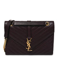 Lambskin Matelasse Chevron Medium Monogram Satchel Amaranto