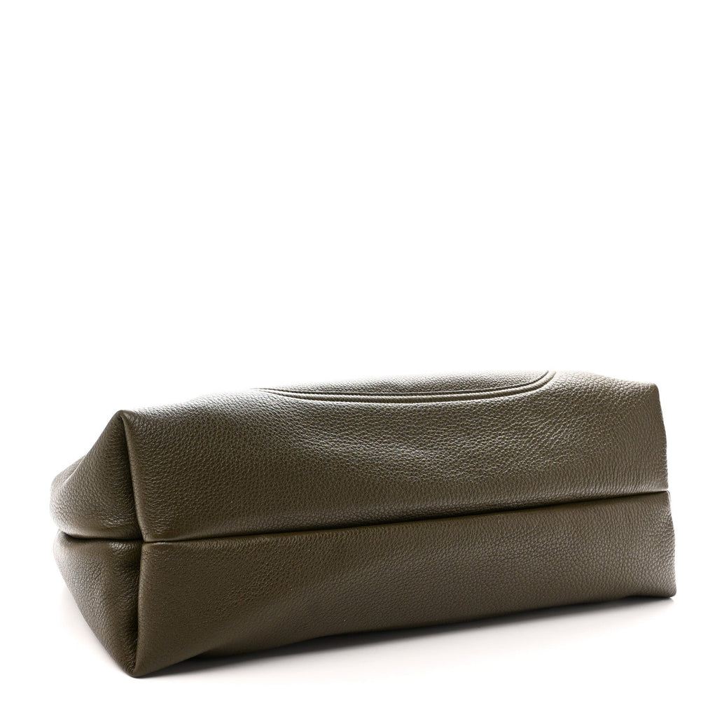 Grained Calfskin Softbit Maxi Shoulder Bag Forest Green