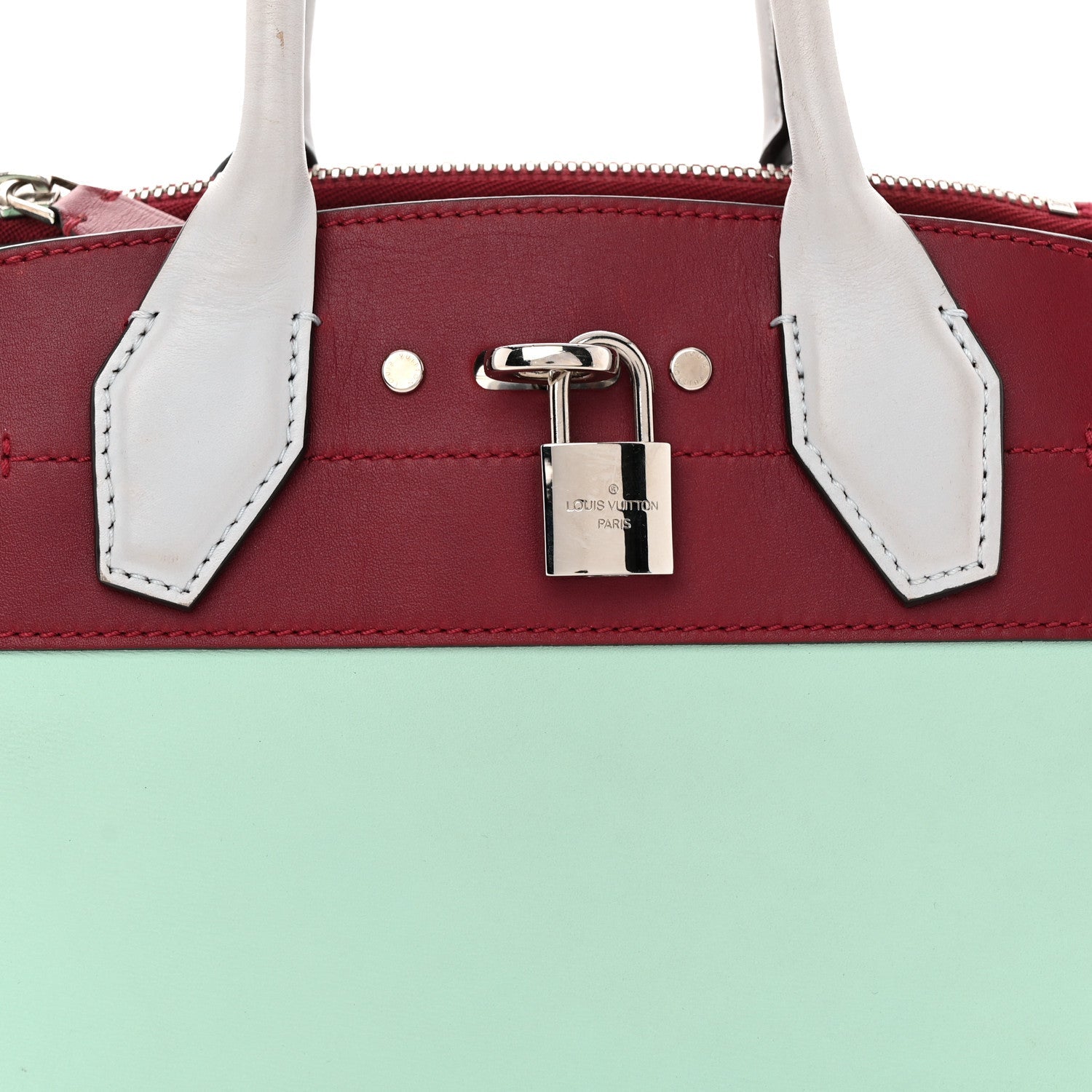 Calfskin City Steamer Mini Gris Burgundy Light Green