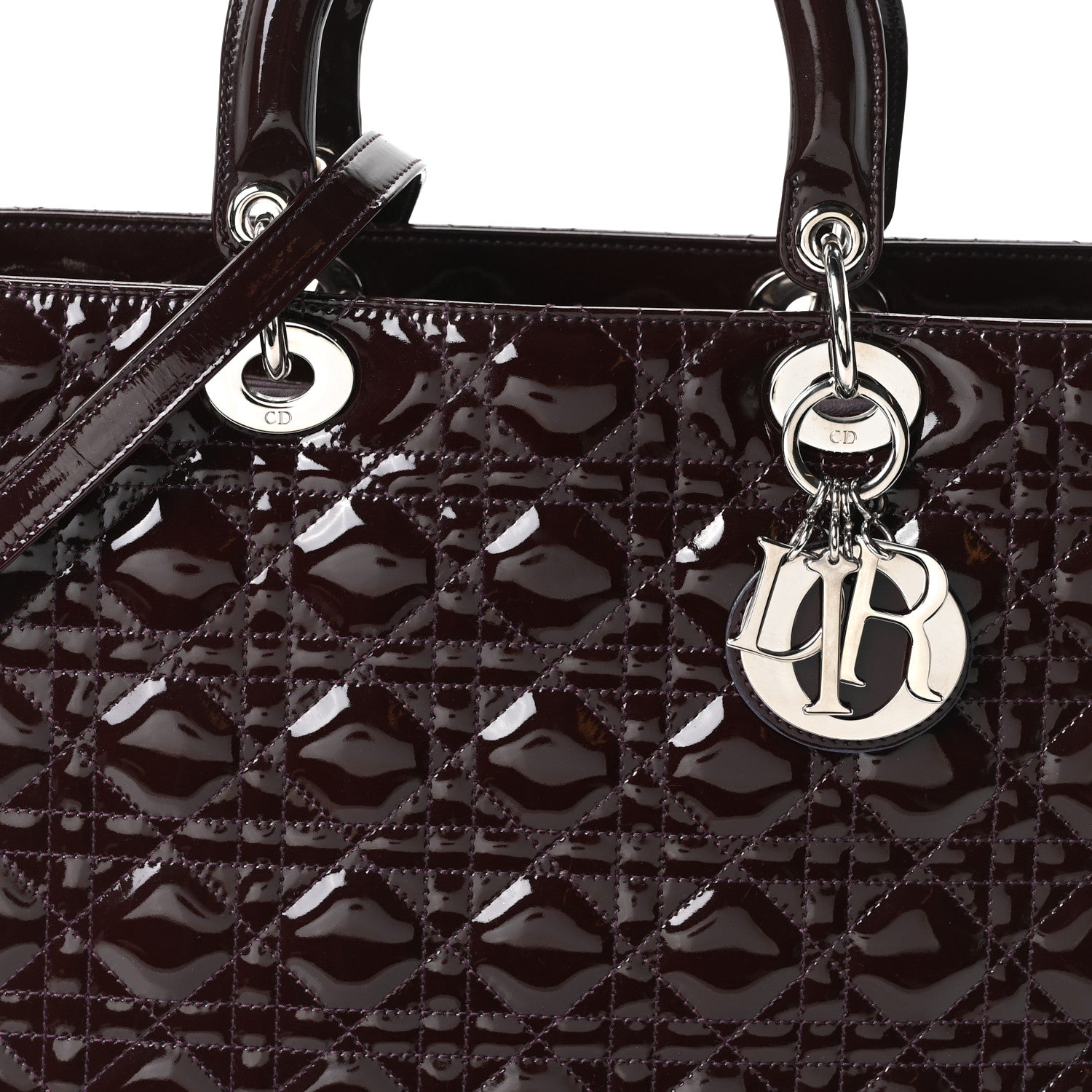 Patent Cannage Large Lady Dior Burgundy
